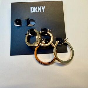 NWT DKNY Elegant Gold and Silver Hoops